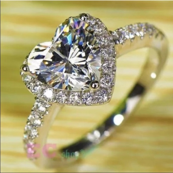 1 NT SALE! ❣️Perfect Sterling Heart White Sapphire - Picture 4 of 8